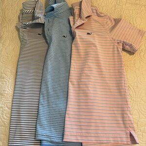Vineyard Vines Trio of Striped Polo Shirts in Pink, Blue, and Black
